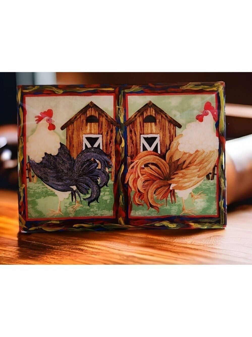 Farmhouse Chicken Rooster Trivet Tile Serving Tray